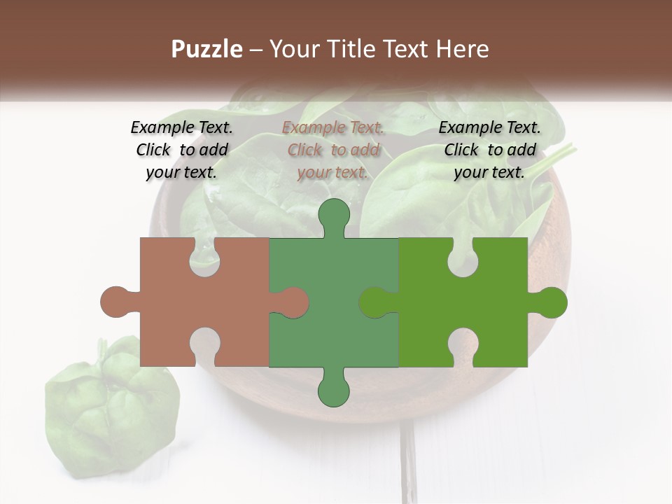 A Wooden Bowl Filled With Green Spinach Leaves PowerPoint Template