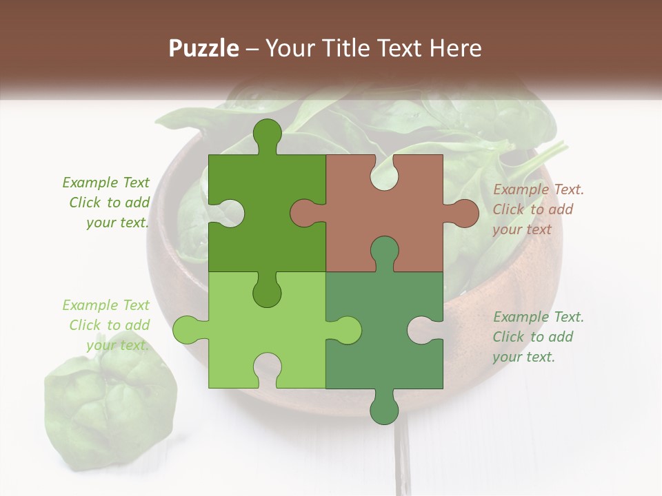 A Wooden Bowl Filled With Green Spinach Leaves PowerPoint Template