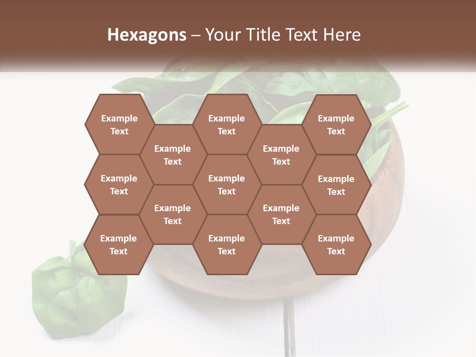 A Wooden Bowl Filled With Green Spinach Leaves PowerPoint Template