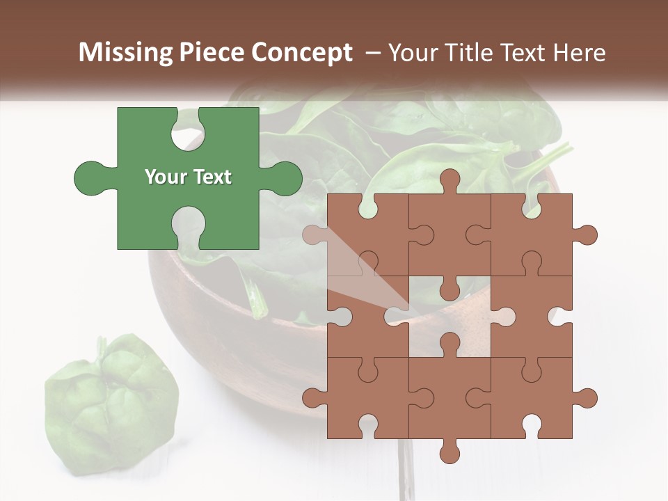 A Wooden Bowl Filled With Green Spinach Leaves PowerPoint Template