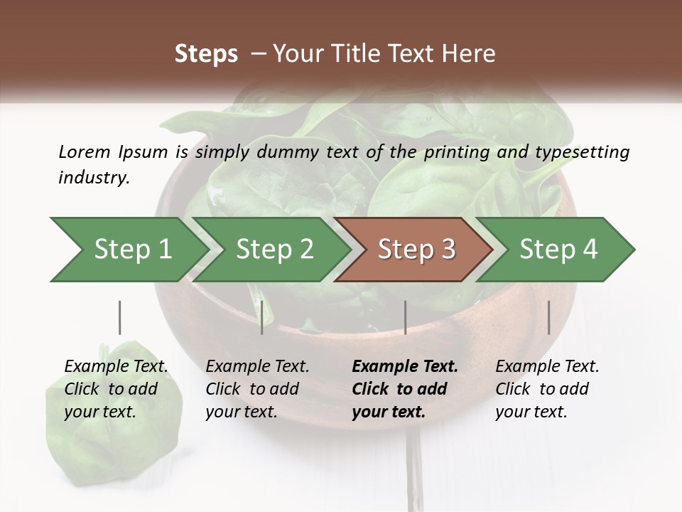 A Wooden Bowl Filled With Green Spinach Leaves PowerPoint Template