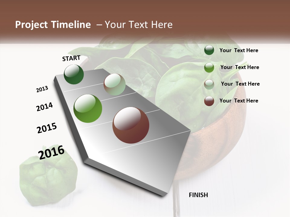 A Wooden Bowl Filled With Green Spinach Leaves PowerPoint Template