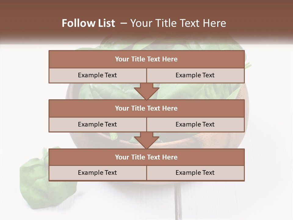 A Wooden Bowl Filled With Green Spinach Leaves PowerPoint Template