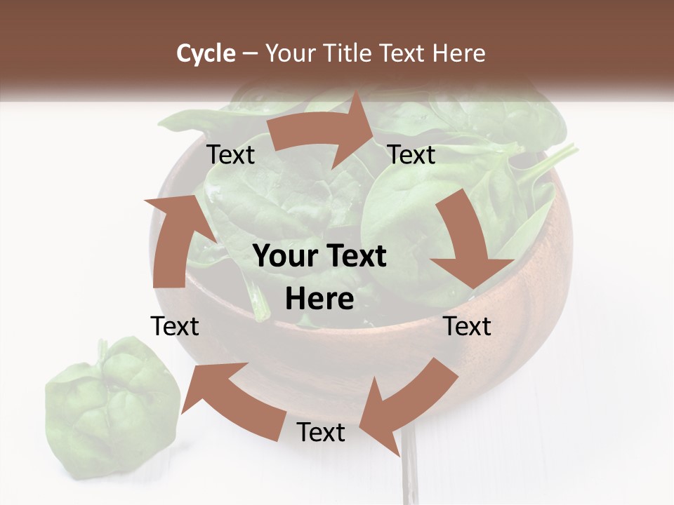 A Wooden Bowl Filled With Green Spinach Leaves PowerPoint Template