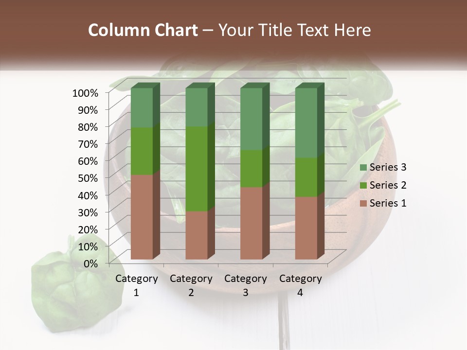 A Wooden Bowl Filled With Green Spinach Leaves PowerPoint Template