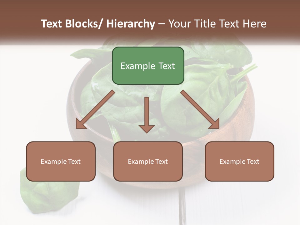 A Wooden Bowl Filled With Green Spinach Leaves PowerPoint Template