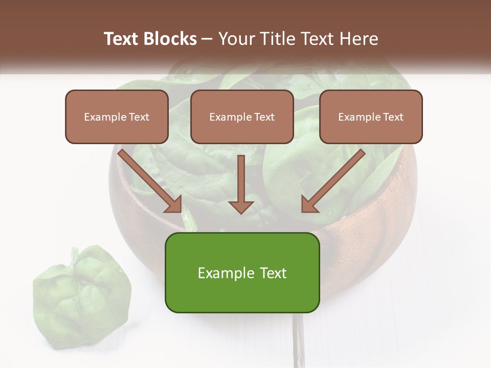 A Wooden Bowl Filled With Green Spinach Leaves PowerPoint Template
