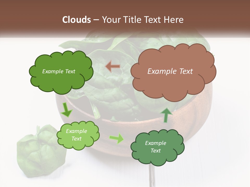 A Wooden Bowl Filled With Green Spinach Leaves PowerPoint Template