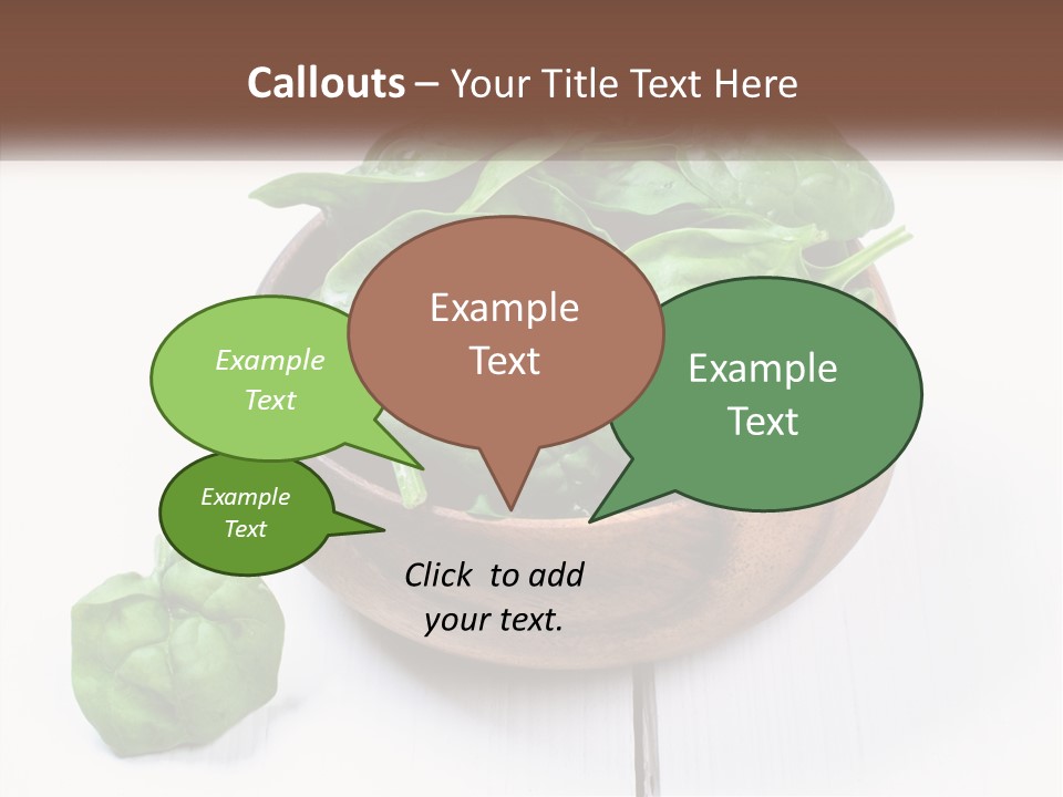 A Wooden Bowl Filled With Green Spinach Leaves PowerPoint Template