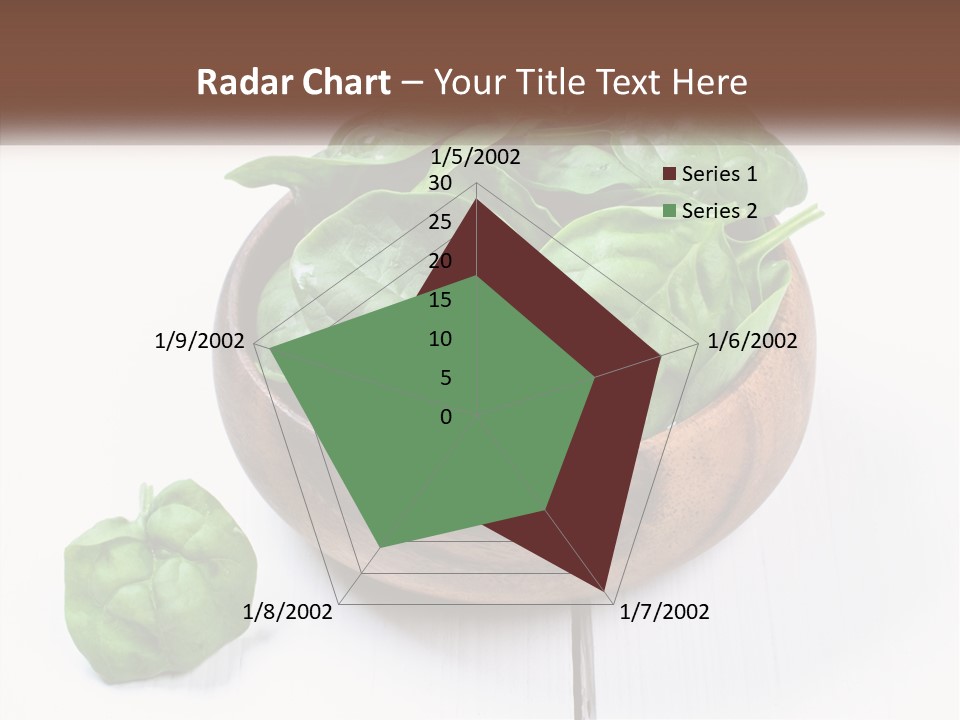 A Wooden Bowl Filled With Green Spinach Leaves PowerPoint Template