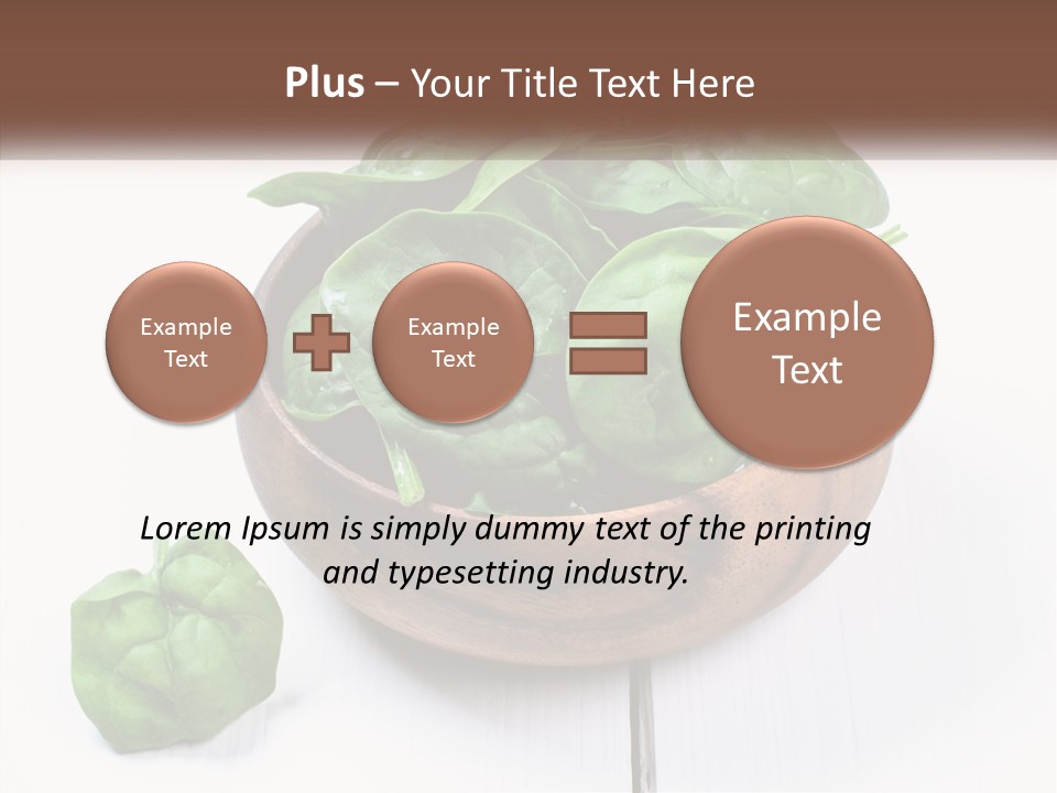 A Wooden Bowl Filled With Green Spinach Leaves PowerPoint Template