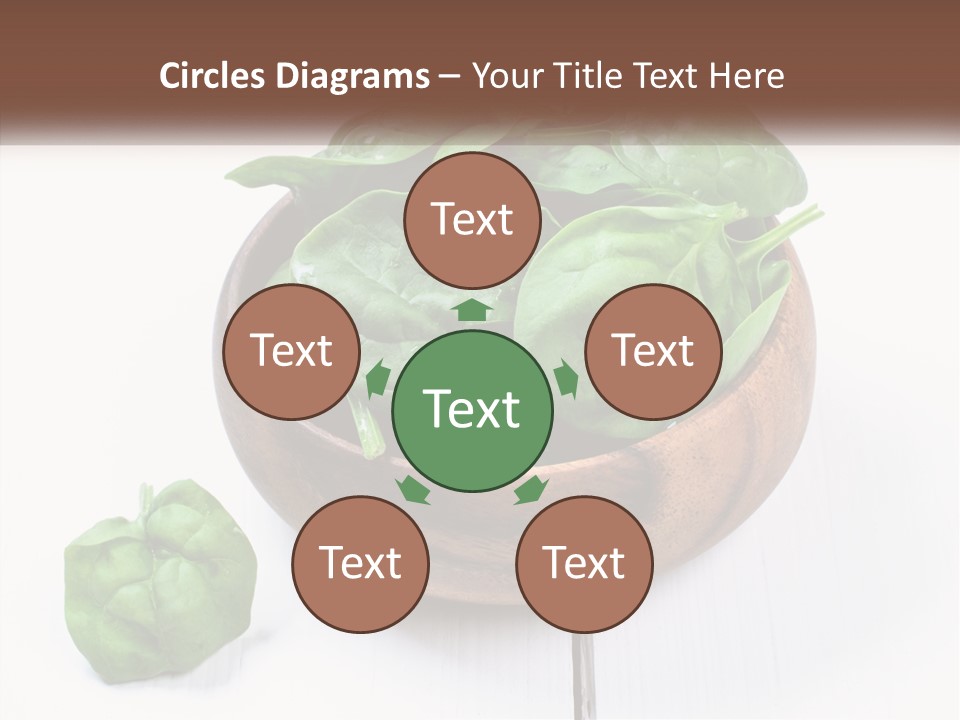 A Wooden Bowl Filled With Green Spinach Leaves PowerPoint Template