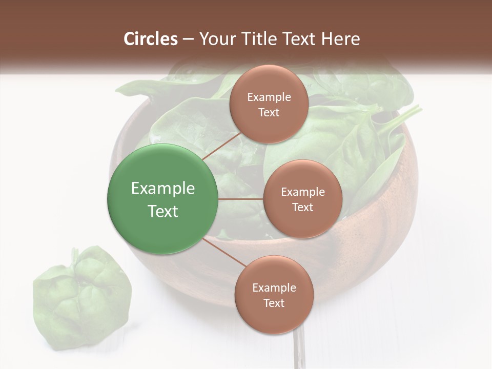 A Wooden Bowl Filled With Green Spinach Leaves PowerPoint Template