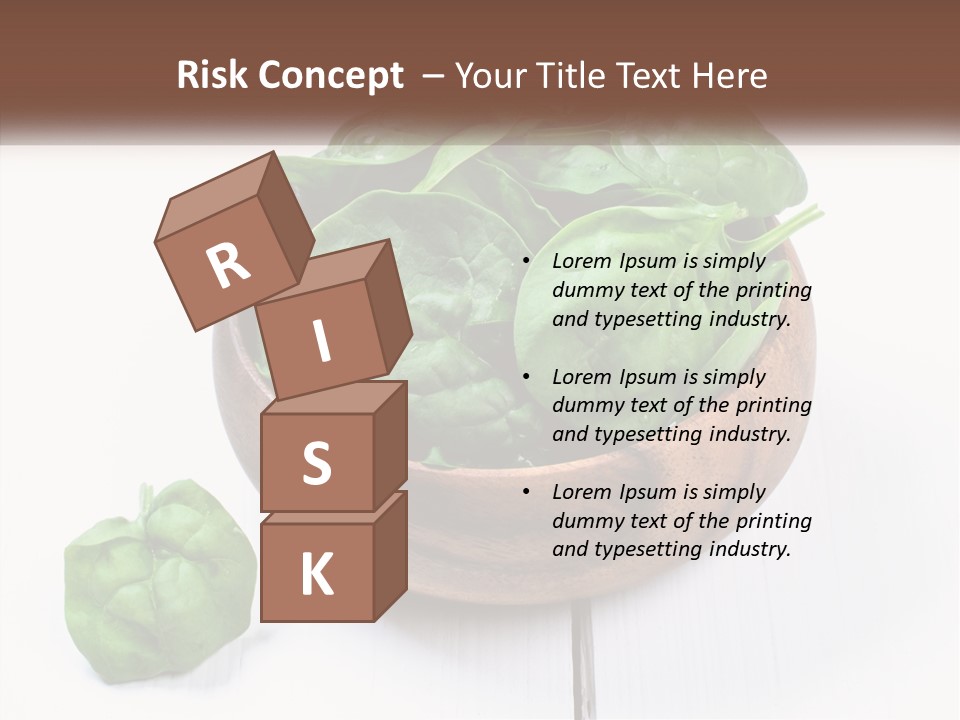 A Wooden Bowl Filled With Green Spinach Leaves PowerPoint Template