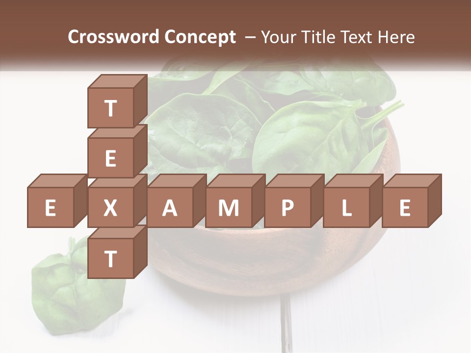 A Wooden Bowl Filled With Green Spinach Leaves PowerPoint Template