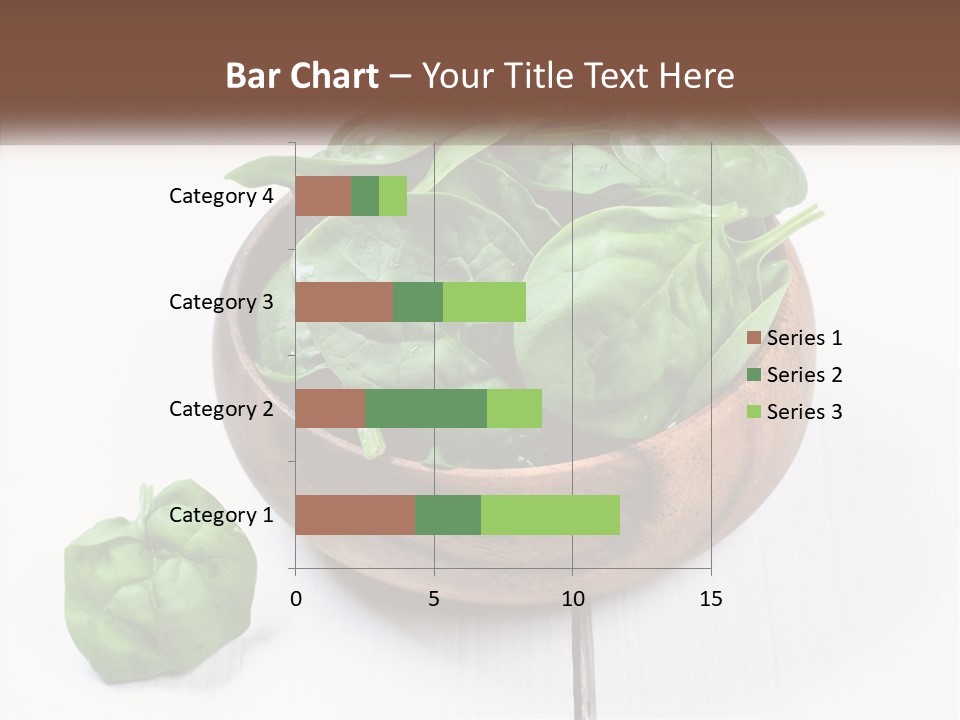 A Wooden Bowl Filled With Green Spinach Leaves PowerPoint Template