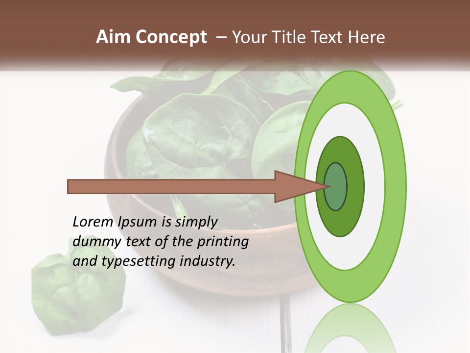 A Wooden Bowl Filled With Green Spinach Leaves PowerPoint Template