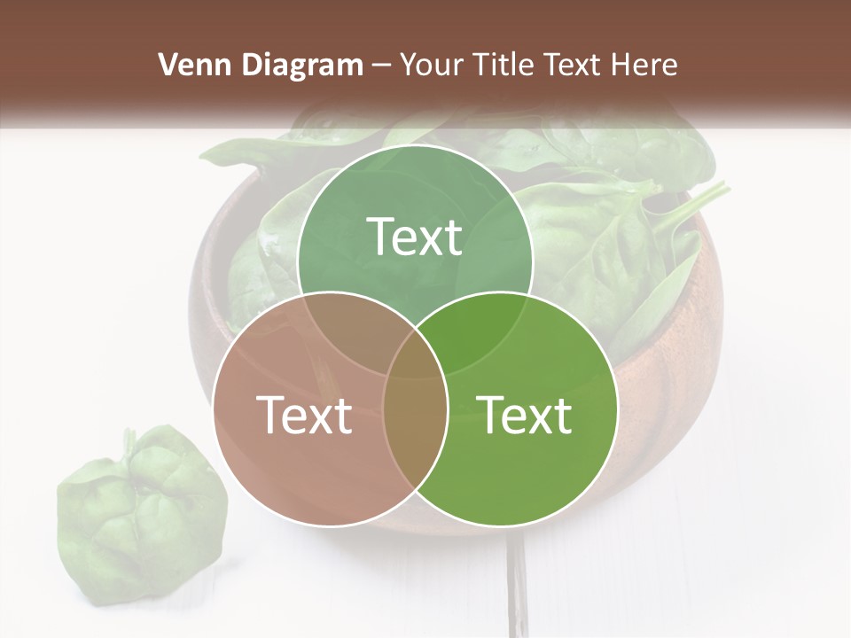 A Wooden Bowl Filled With Green Spinach Leaves PowerPoint Template