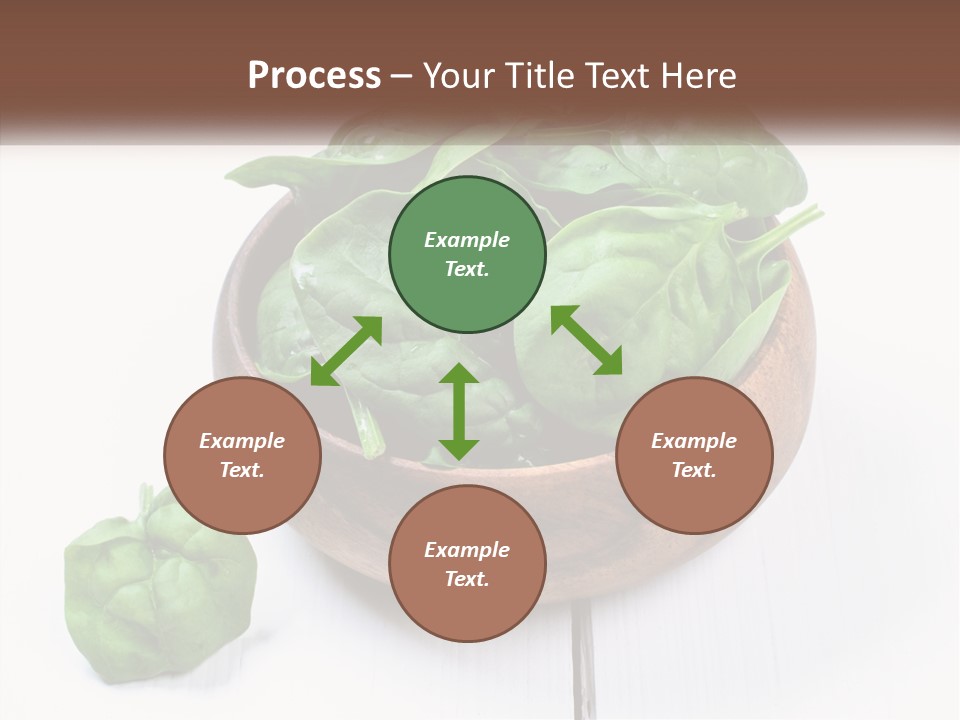 A Wooden Bowl Filled With Green Spinach Leaves PowerPoint Template