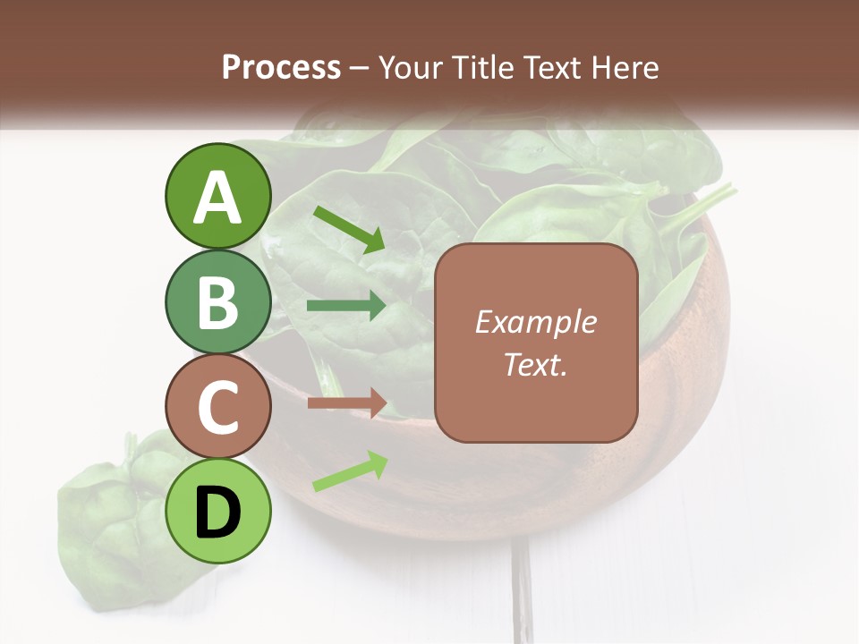A Wooden Bowl Filled With Green Spinach Leaves PowerPoint Template