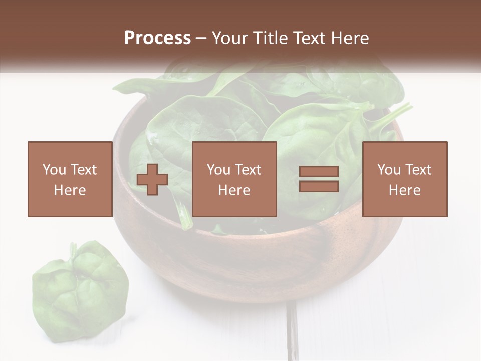 A Wooden Bowl Filled With Green Spinach Leaves PowerPoint Template