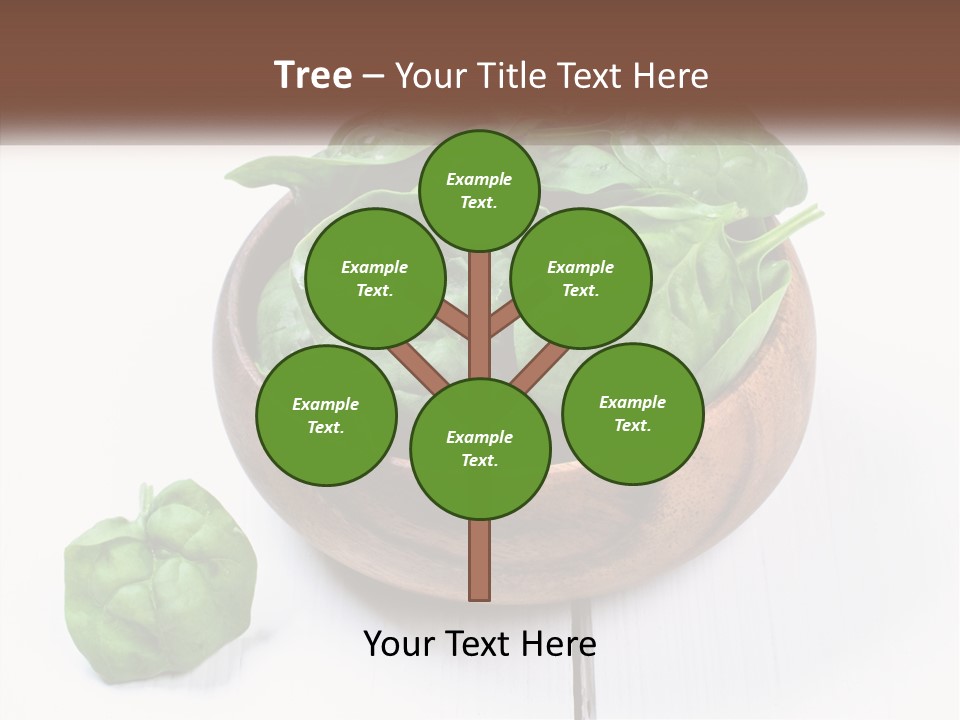 A Wooden Bowl Filled With Green Spinach Leaves PowerPoint Template