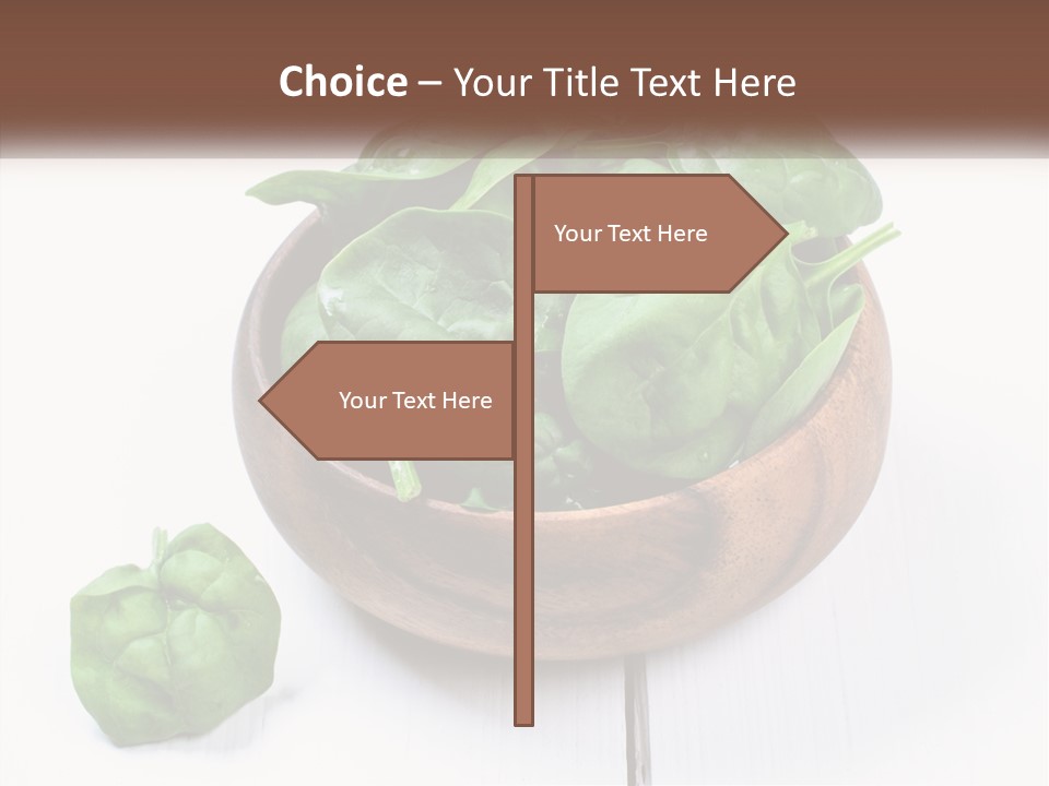 A Wooden Bowl Filled With Green Spinach Leaves PowerPoint Template