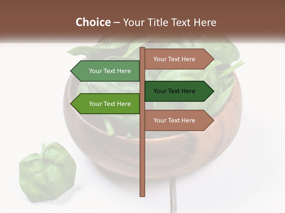 A Wooden Bowl Filled With Green Spinach Leaves PowerPoint Template