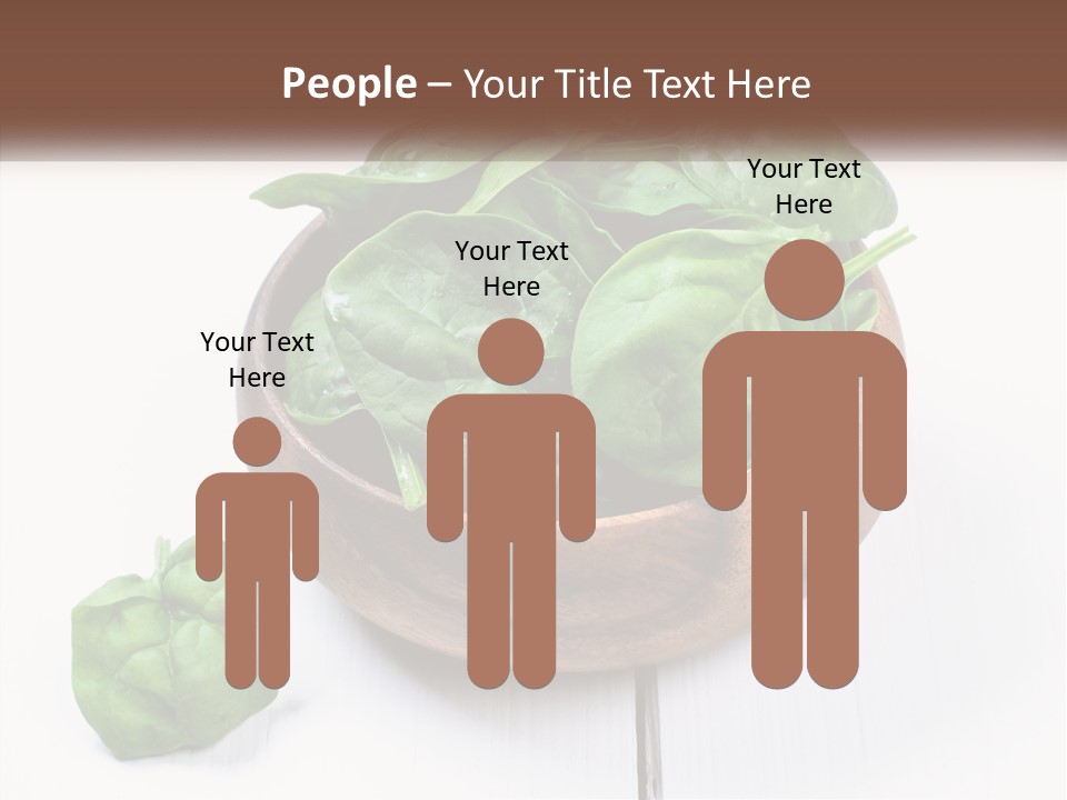 A Wooden Bowl Filled With Green Spinach Leaves PowerPoint Template