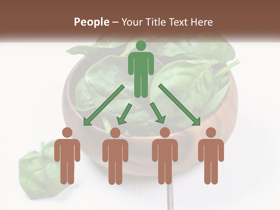 A Wooden Bowl Filled With Green Spinach Leaves PowerPoint Template