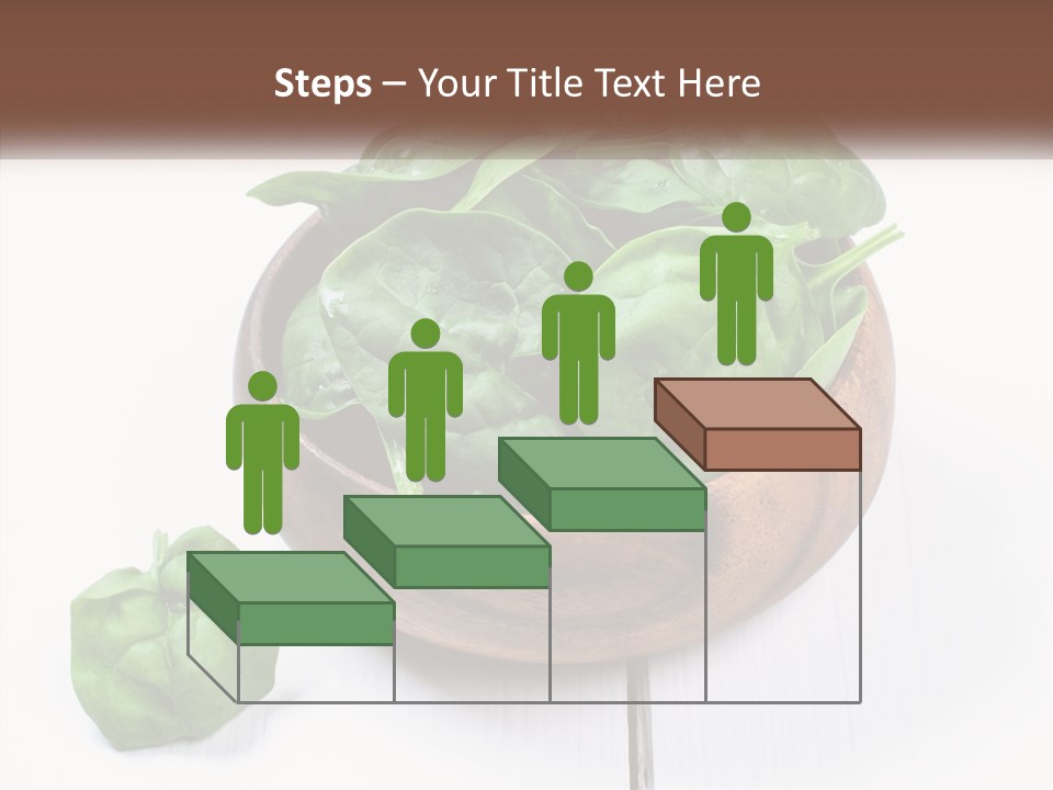 A Wooden Bowl Filled With Green Spinach Leaves PowerPoint Template