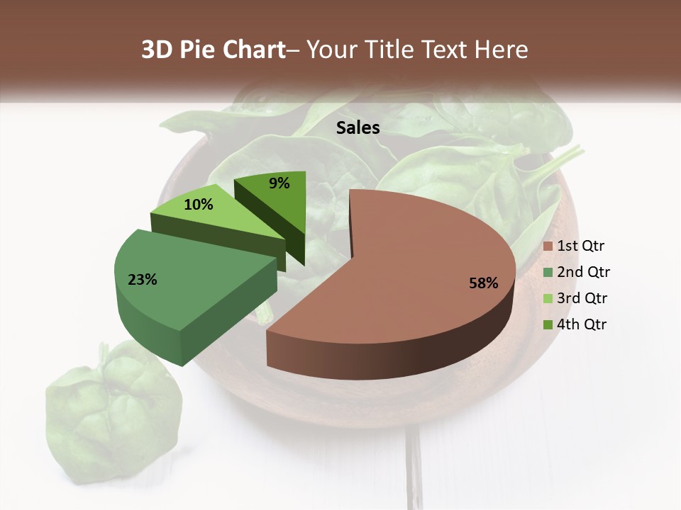 A Wooden Bowl Filled With Green Spinach Leaves PowerPoint Template