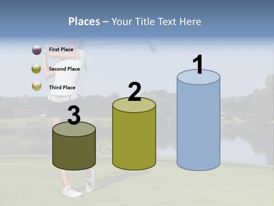 A Woman Is Playing Golf On A Beautiful Day PowerPoint Template
