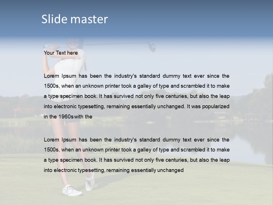 A Woman Is Playing Golf On A Beautiful Day PowerPoint Template