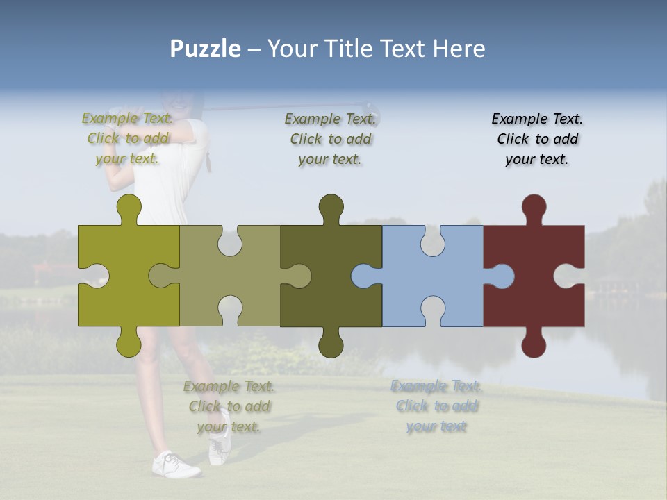 A Woman Is Playing Golf On A Beautiful Day PowerPoint Template