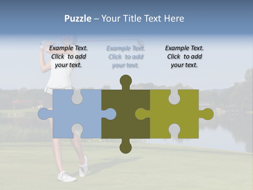 A Woman Is Playing Golf On A Beautiful Day PowerPoint Template