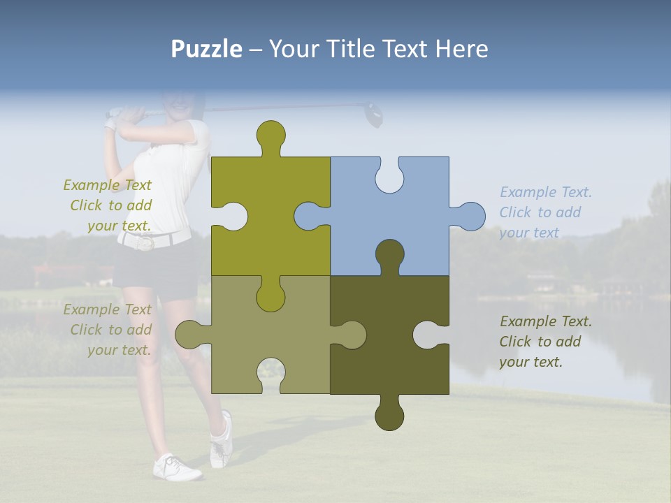 A Woman Is Playing Golf On A Beautiful Day PowerPoint Template