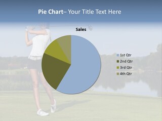 A Woman Is Playing Golf On A Beautiful Day PowerPoint Template