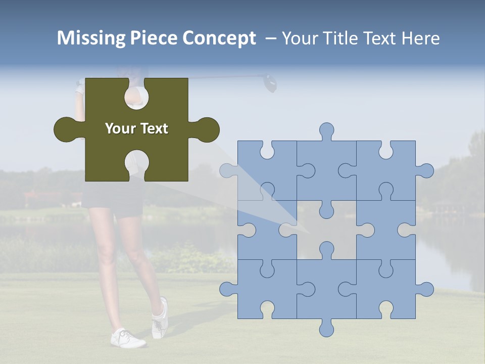 A Woman Is Playing Golf On A Beautiful Day PowerPoint Template