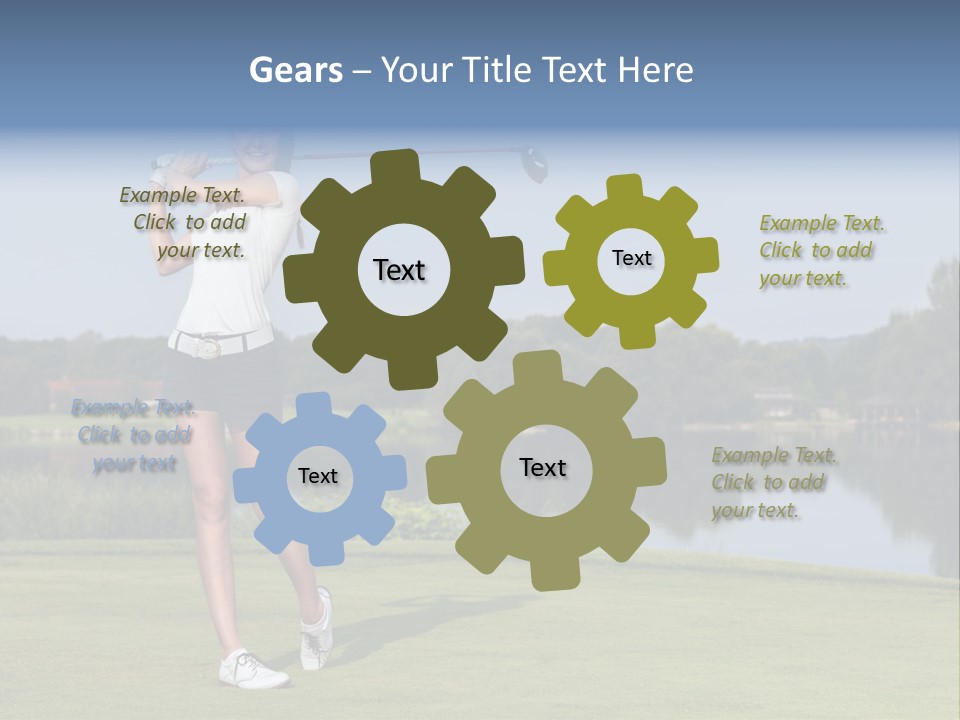 A Woman Is Playing Golf On A Beautiful Day PowerPoint Template