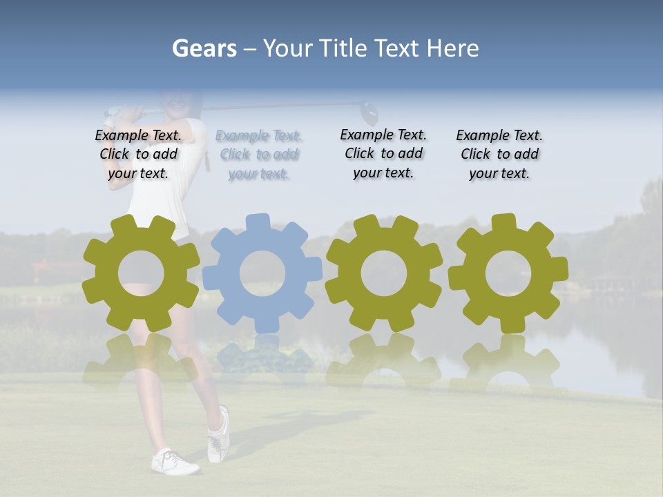 A Woman Is Playing Golf On A Beautiful Day PowerPoint Template