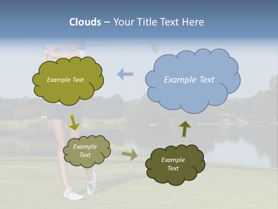 A Woman Is Playing Golf On A Beautiful Day PowerPoint Template