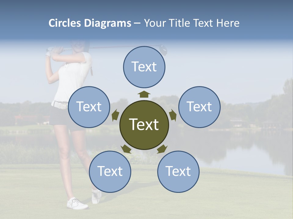 A Woman Is Playing Golf On A Beautiful Day PowerPoint Template