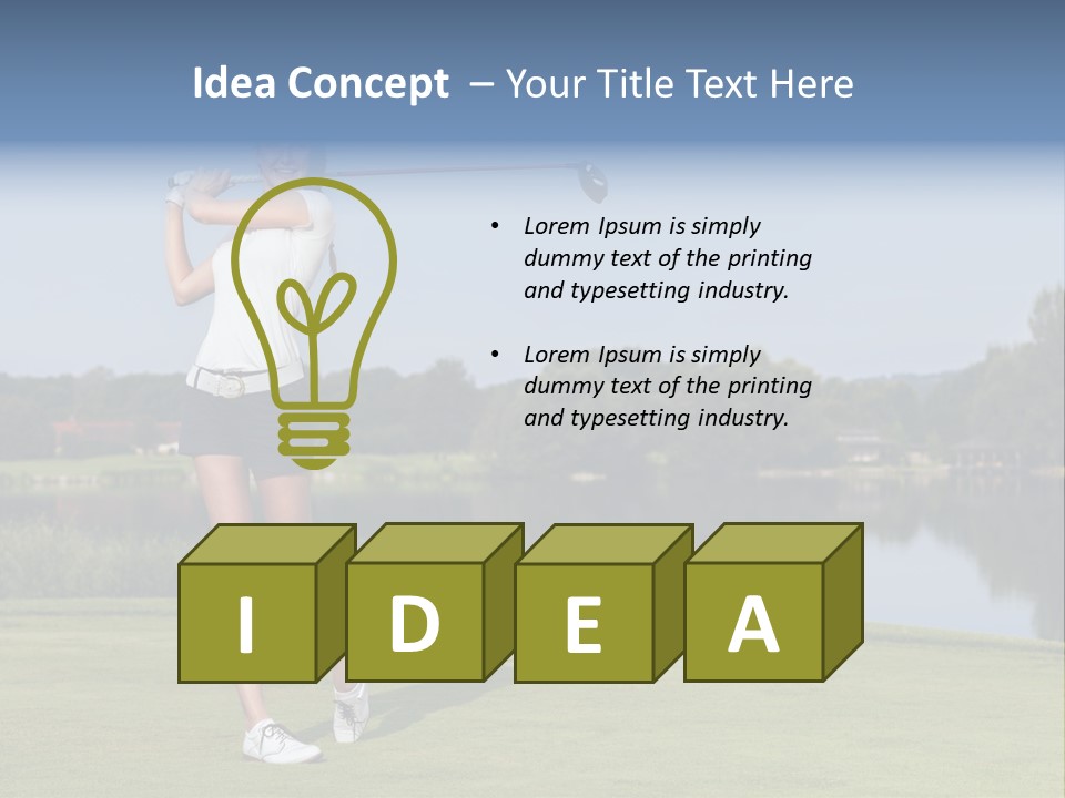 A Woman Is Playing Golf On A Beautiful Day PowerPoint Template
