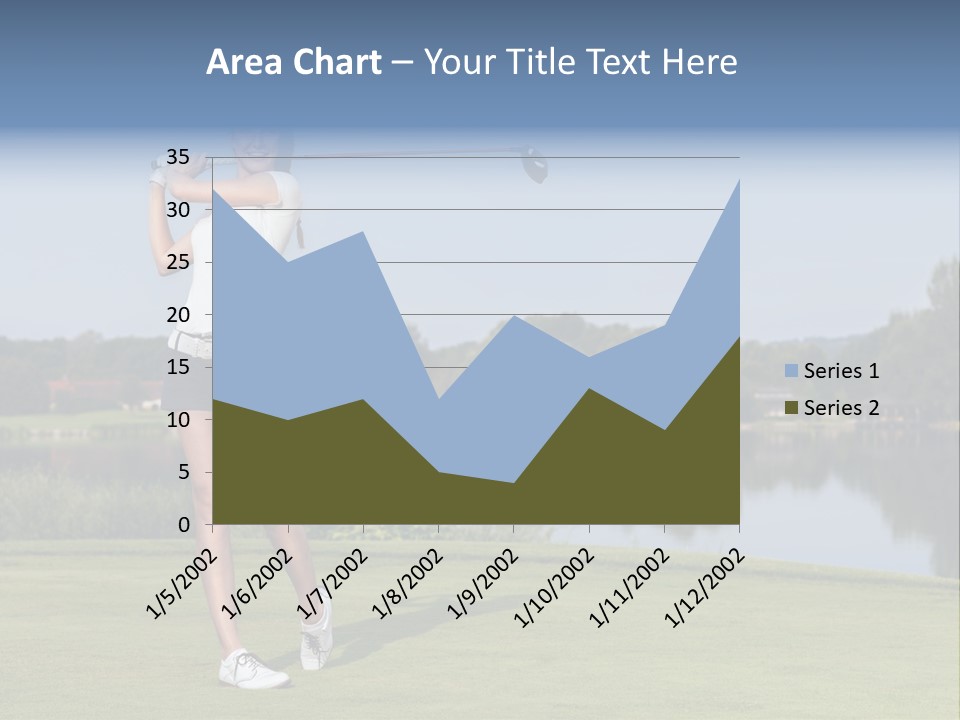 A Woman Is Playing Golf On A Beautiful Day PowerPoint Template