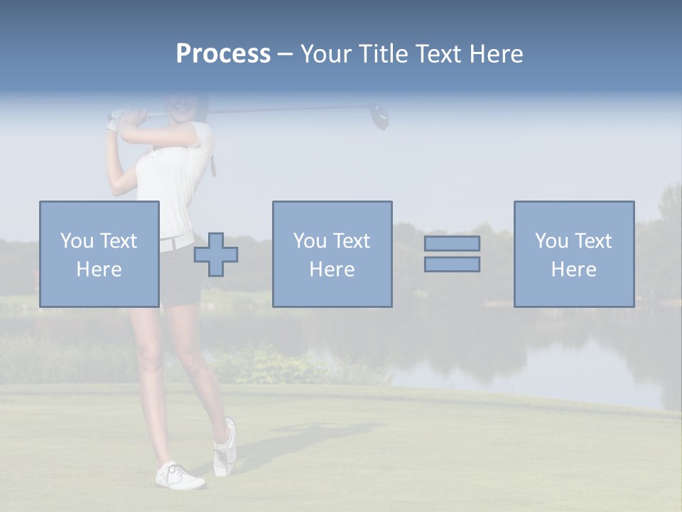 A Woman Is Playing Golf On A Beautiful Day PowerPoint Template