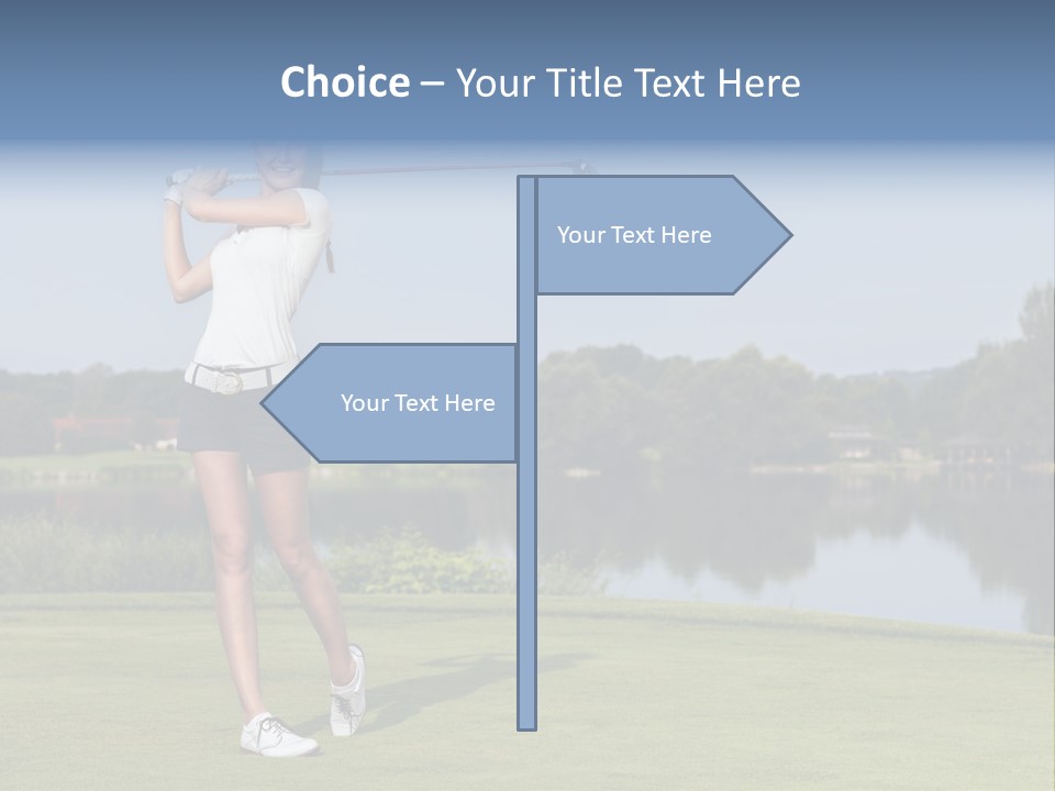 A Woman Is Playing Golf On A Beautiful Day PowerPoint Template
