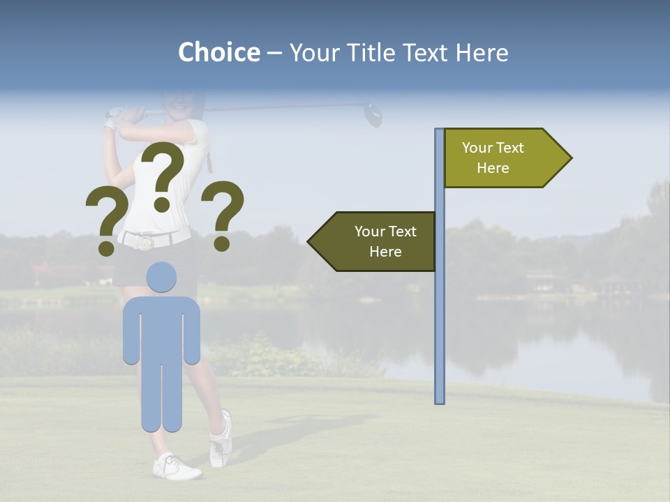 A Woman Is Playing Golf On A Beautiful Day PowerPoint Template