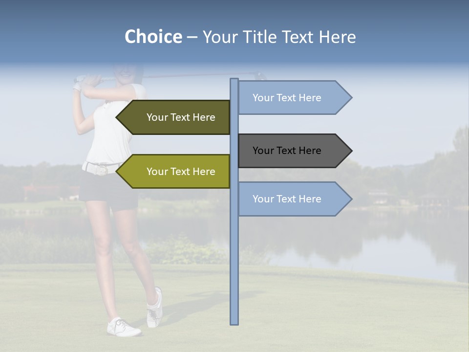 A Woman Is Playing Golf On A Beautiful Day PowerPoint Template
