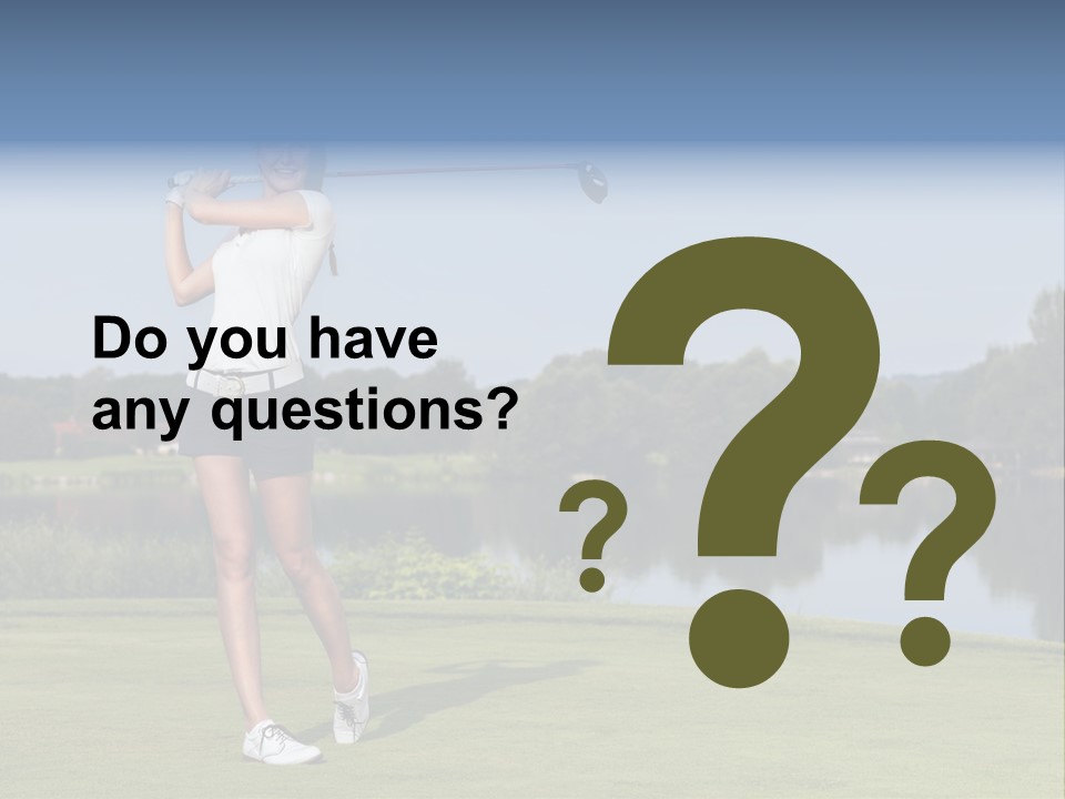 A Woman Is Playing Golf On A Beautiful Day PowerPoint Template
